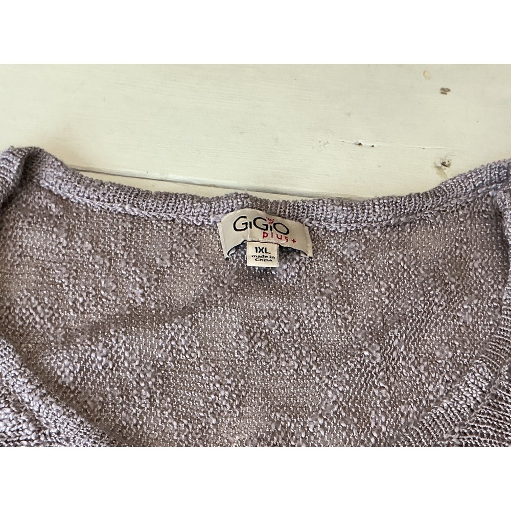 Gigio Plus Womens 1XL Star Print Oversized V-Neck Sweater Mauve PC1400 - Picture 6 of 8